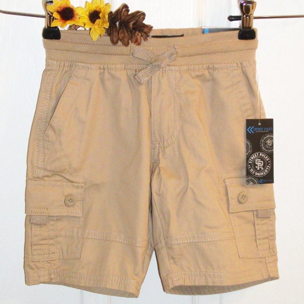 STREET RULES Boys 5 Khaki Cargo Shorts NWT